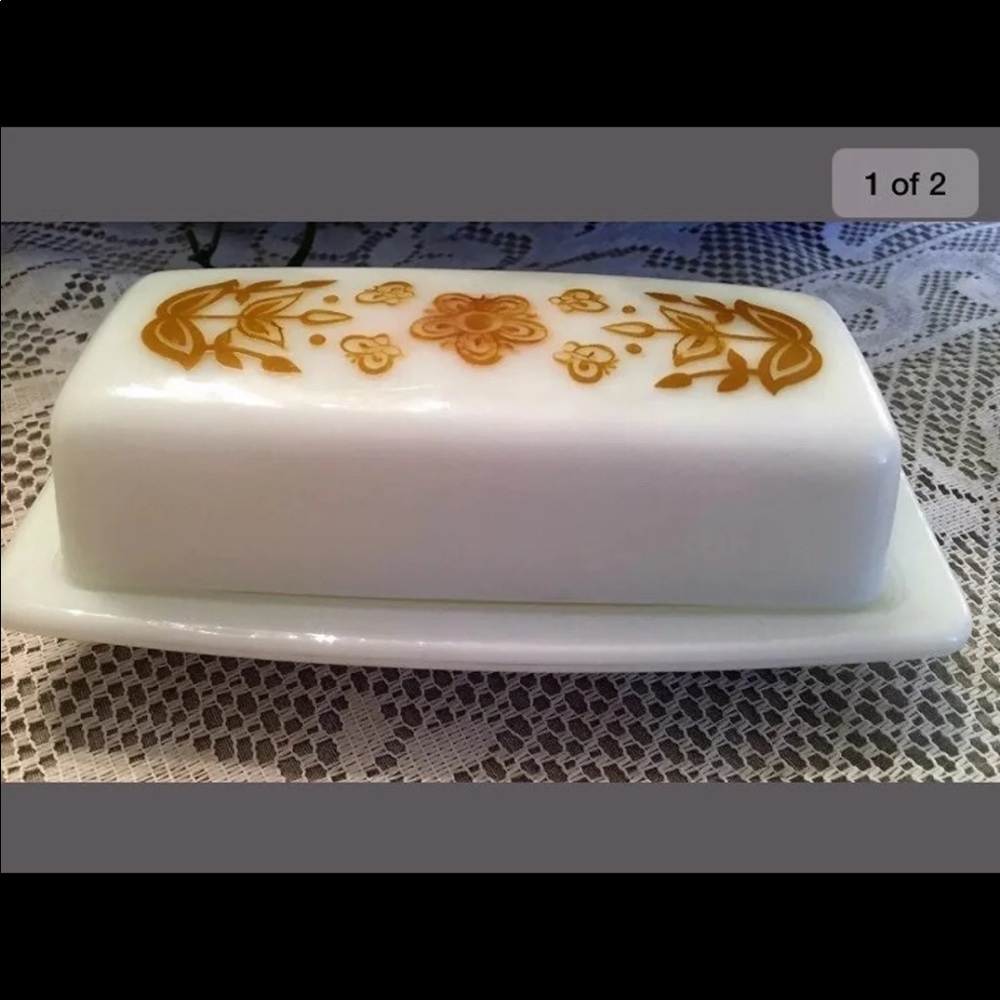 Vintage Pyrex Milk Glass Butter Dish With Lid